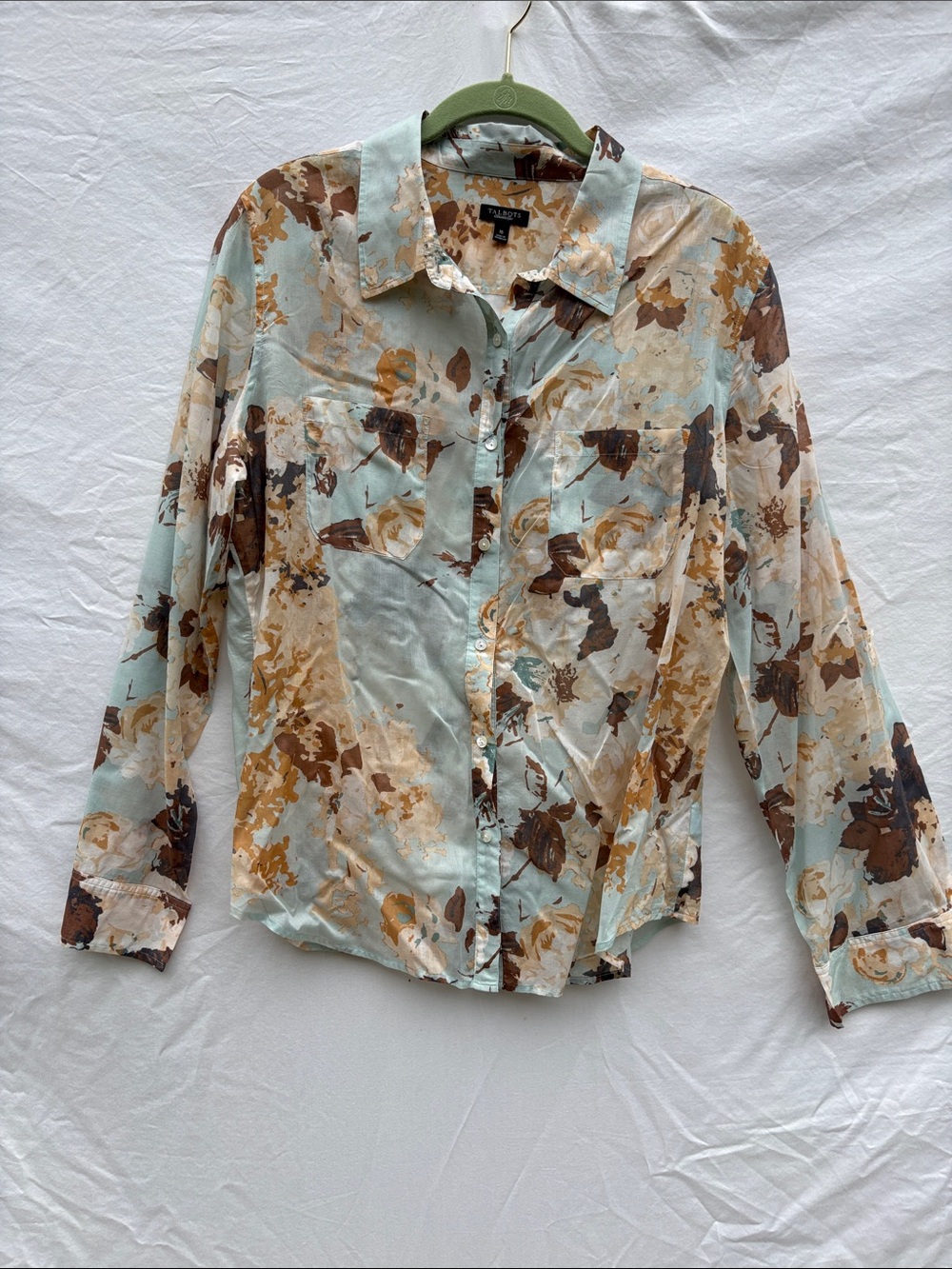 Talbots Multicolor Floral Print Blouse - Light Blue & Brown
